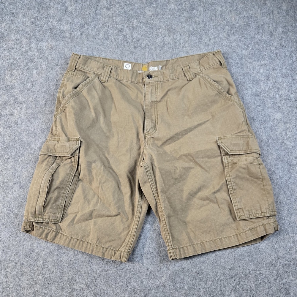 Carhartt Force Cargo Short Mens 38‎ Brown Ripstop Relaxed Fit Workwear Utilit